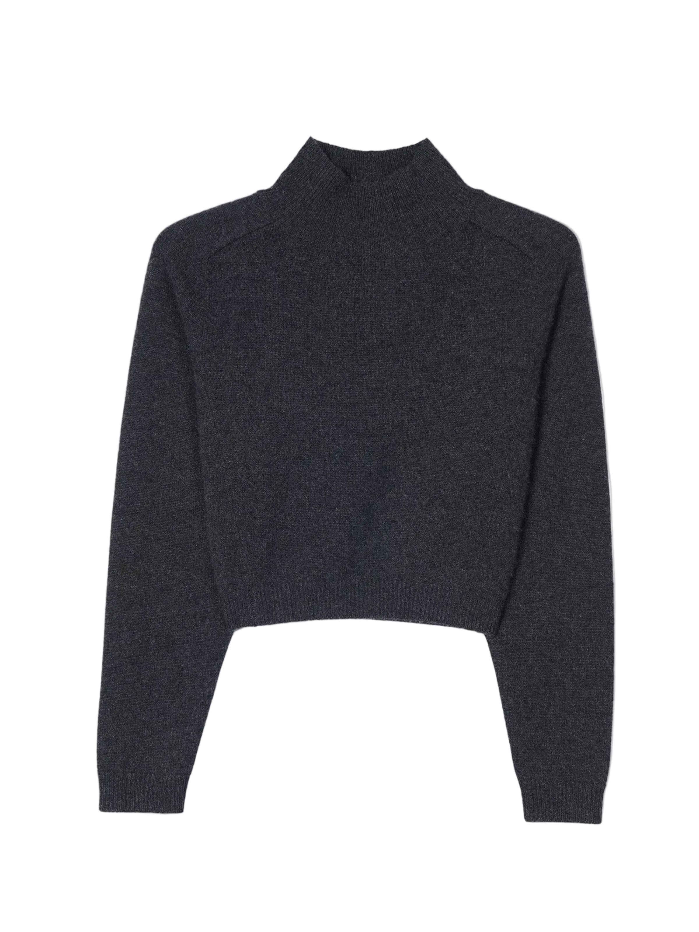 GOBI Cashmere Sweater 'Cropped High-Neck Cashmere Sweater' in Grey: front