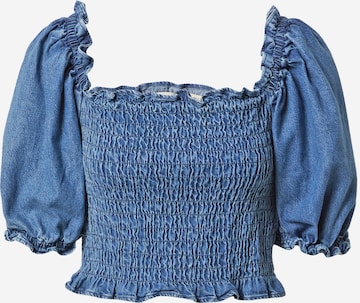 LEVI'S ® Blouse 'Rey Smocked SS Blouse' in Blauw: voorkant