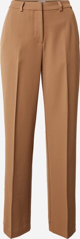 Regular Pantalon à plis 'HALLIROY' minimum en marron : devant