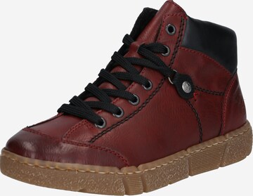 Rieker - Botines con cordones en rojo: frente