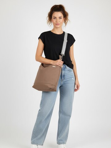 SANUMI Crossbody Bag 'Canvas Hobobag' in Brown: front