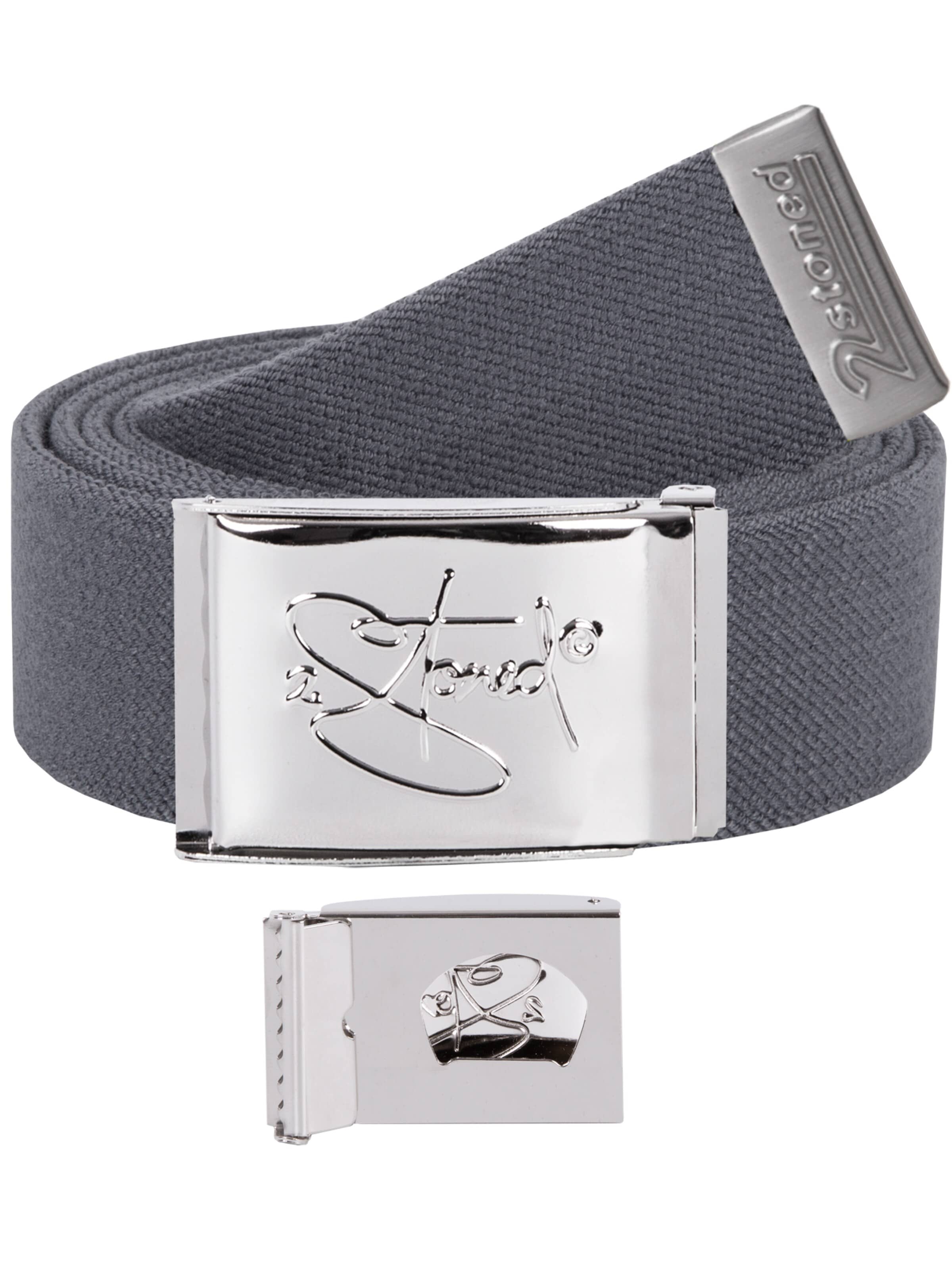 2Stoned Belt 'Stretch Classic Chrom Bottle-Opener' in Grey: front