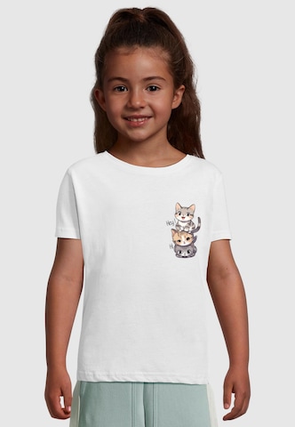 Merchcode Shirt 'Hi Cats' in Wit: voorkant