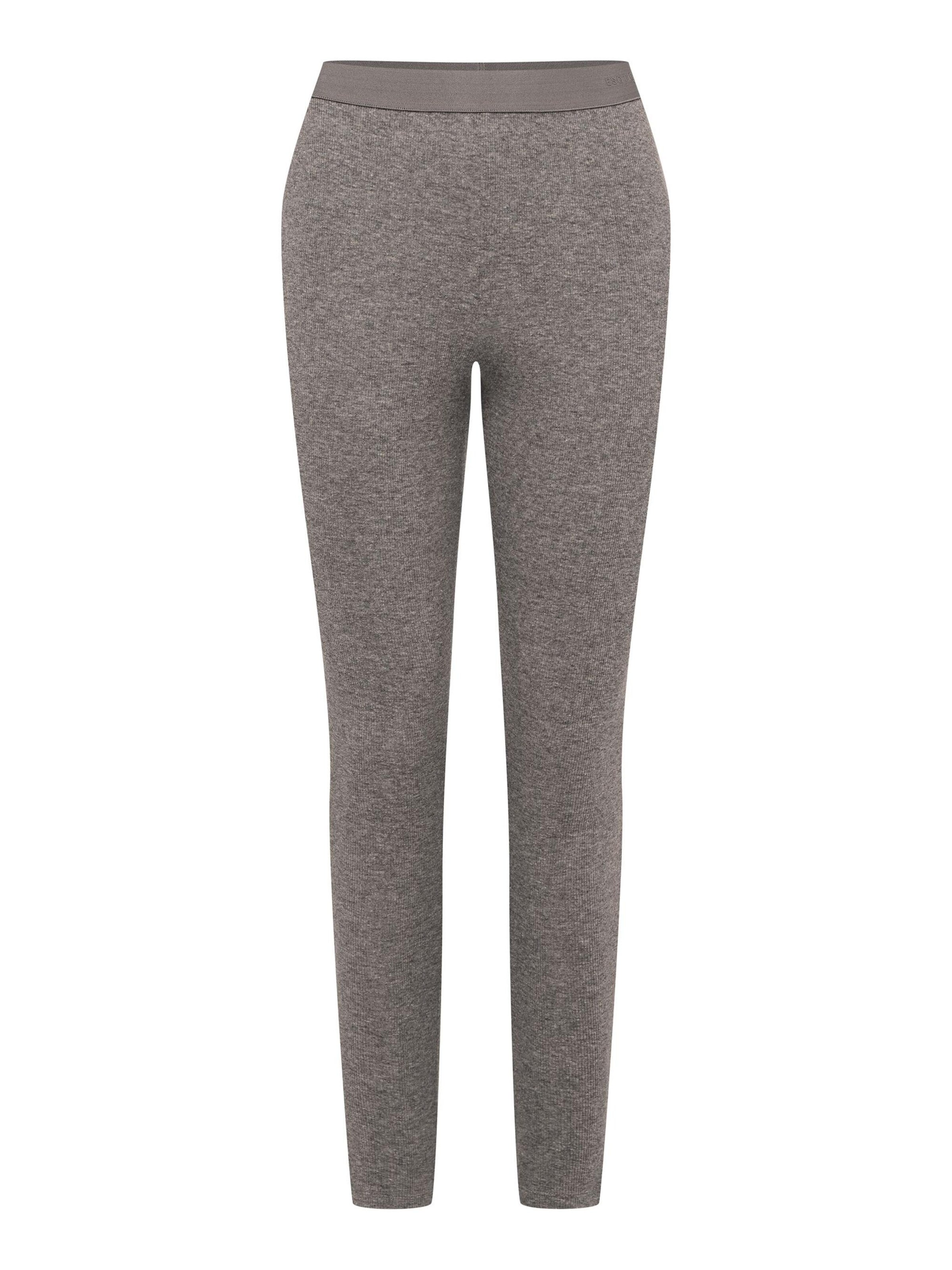 ESOTIQ Skinny Leggings 'Gerippte Sportleggings High Waist Baumwolle Mix Alltag Ryoko' in Grey: front