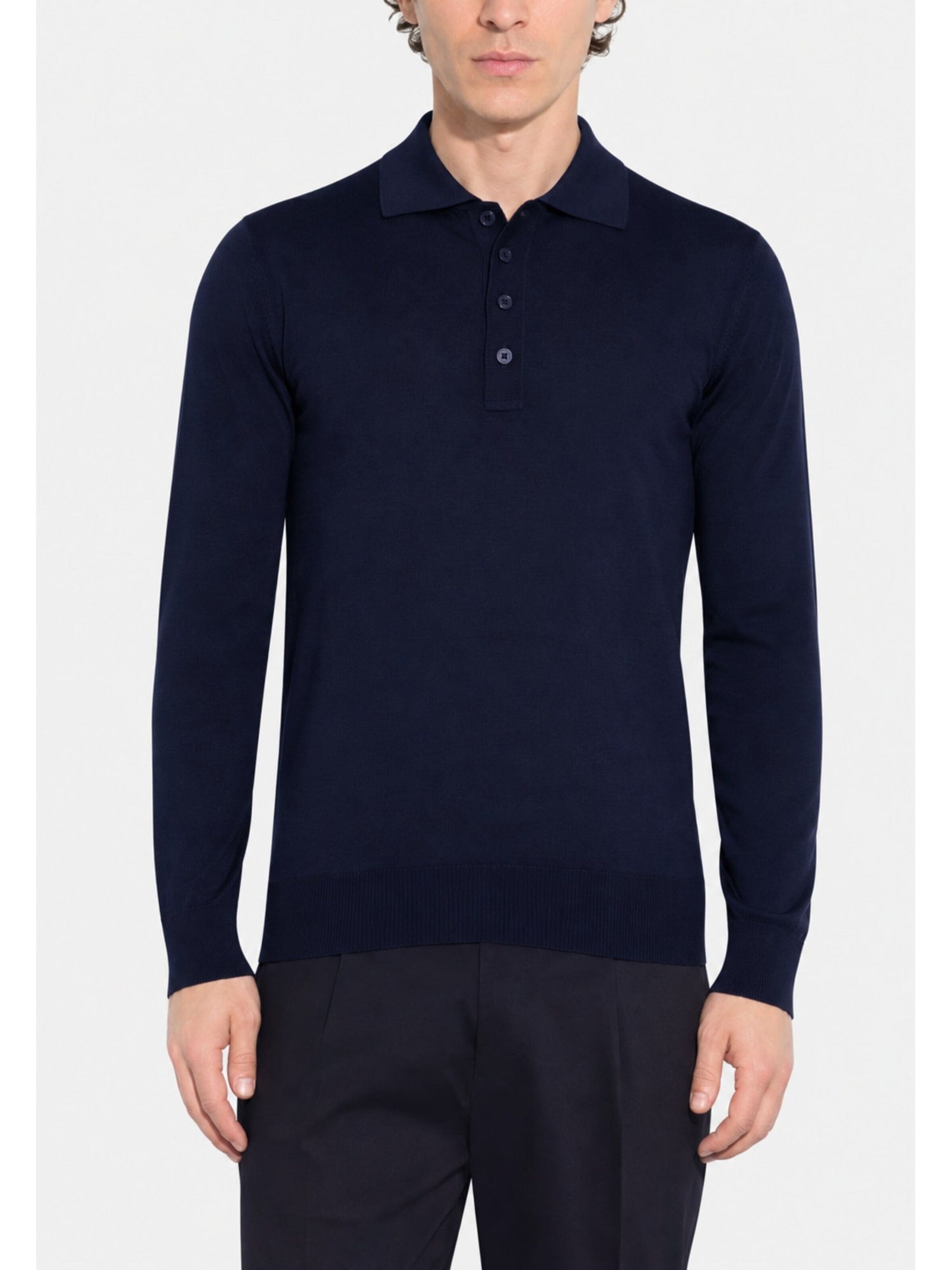 Paolo Pecora Milano T-shirt 'Men's Polo Shirt in Extrafine Merino Wool' i blå