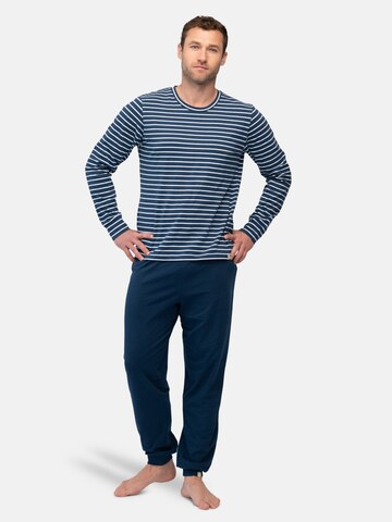 greenjama Long Pajamas 'Ringel' in Blue