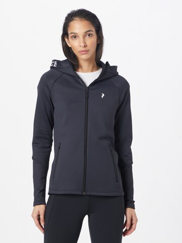 PEAK PERFORMANCE Athletic Zip-Up Hoodie in Black: front