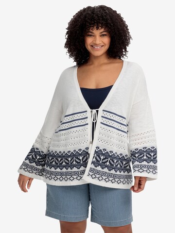 SHEEGO Knit Cardigan in White: front