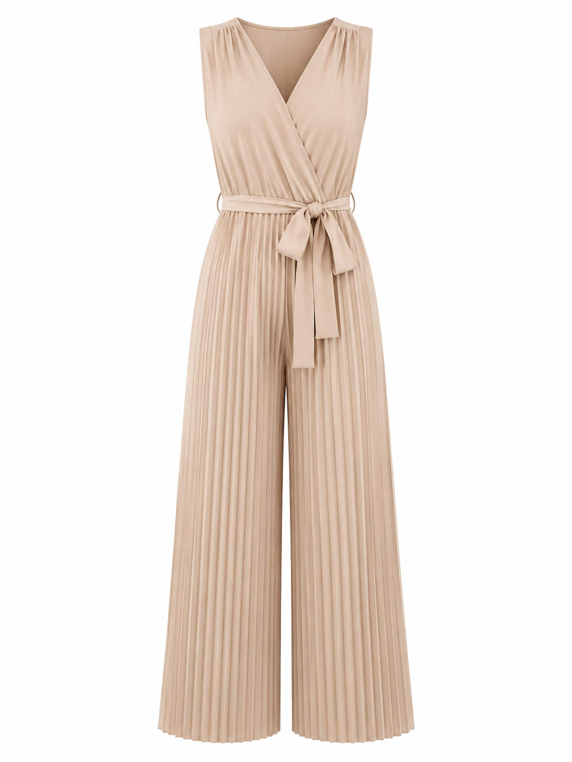 Worldclassca Jumpsuit 'Women Jumpsuit Pleated Overall Uni' in Beige: front