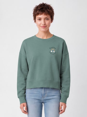 Watapparel Sweatshirt ' Happiness is homemade ' in Groen: voorkant