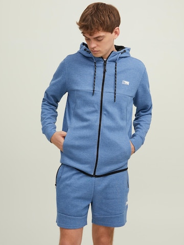 JACK & JONES Zip-Up Hoodie 'Air' in Blue: front