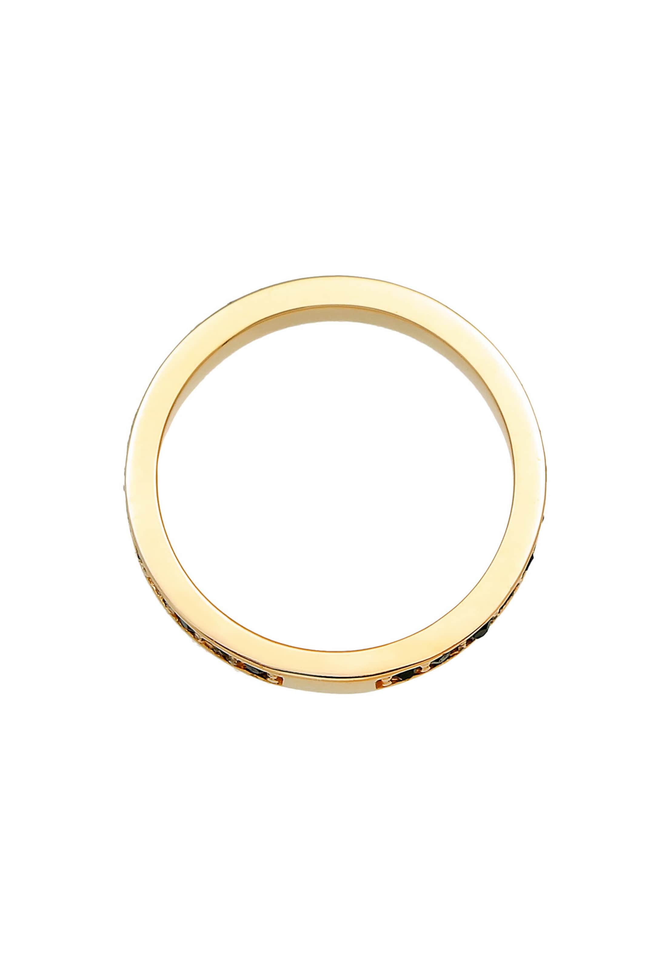 Frauen Schmuck ELLI Ring Bandring, Kristall Ring in Gold, Schwarz - AX67364