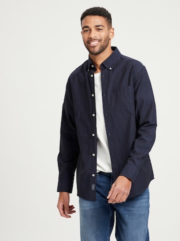 Cross Jeans Regular fit Button Up Shirt ' 35451 ' in Blue: front