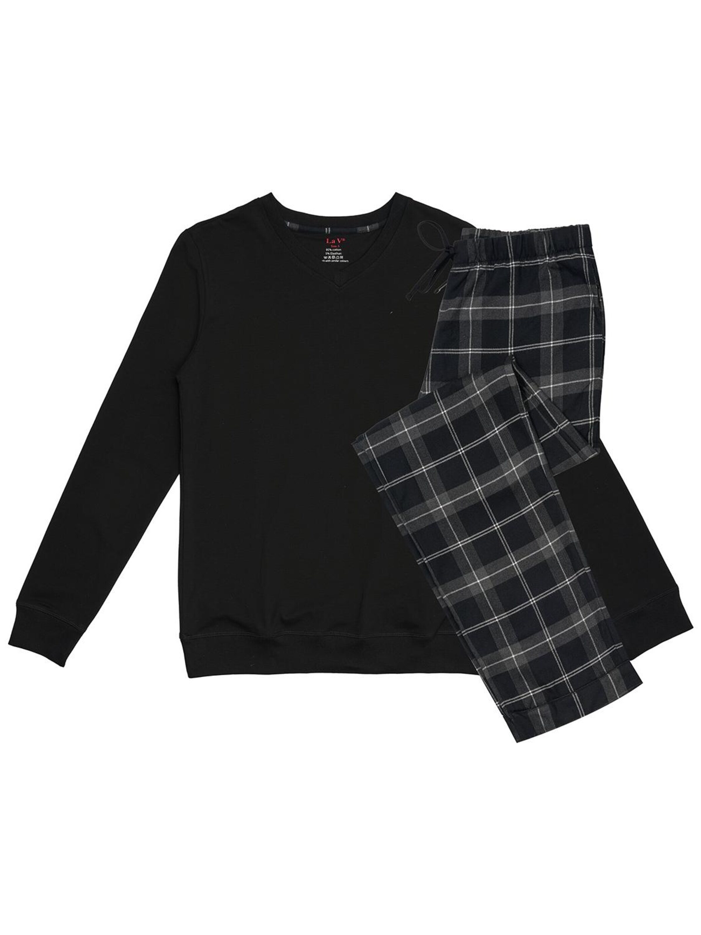 La V Pajamas long in Grey: front