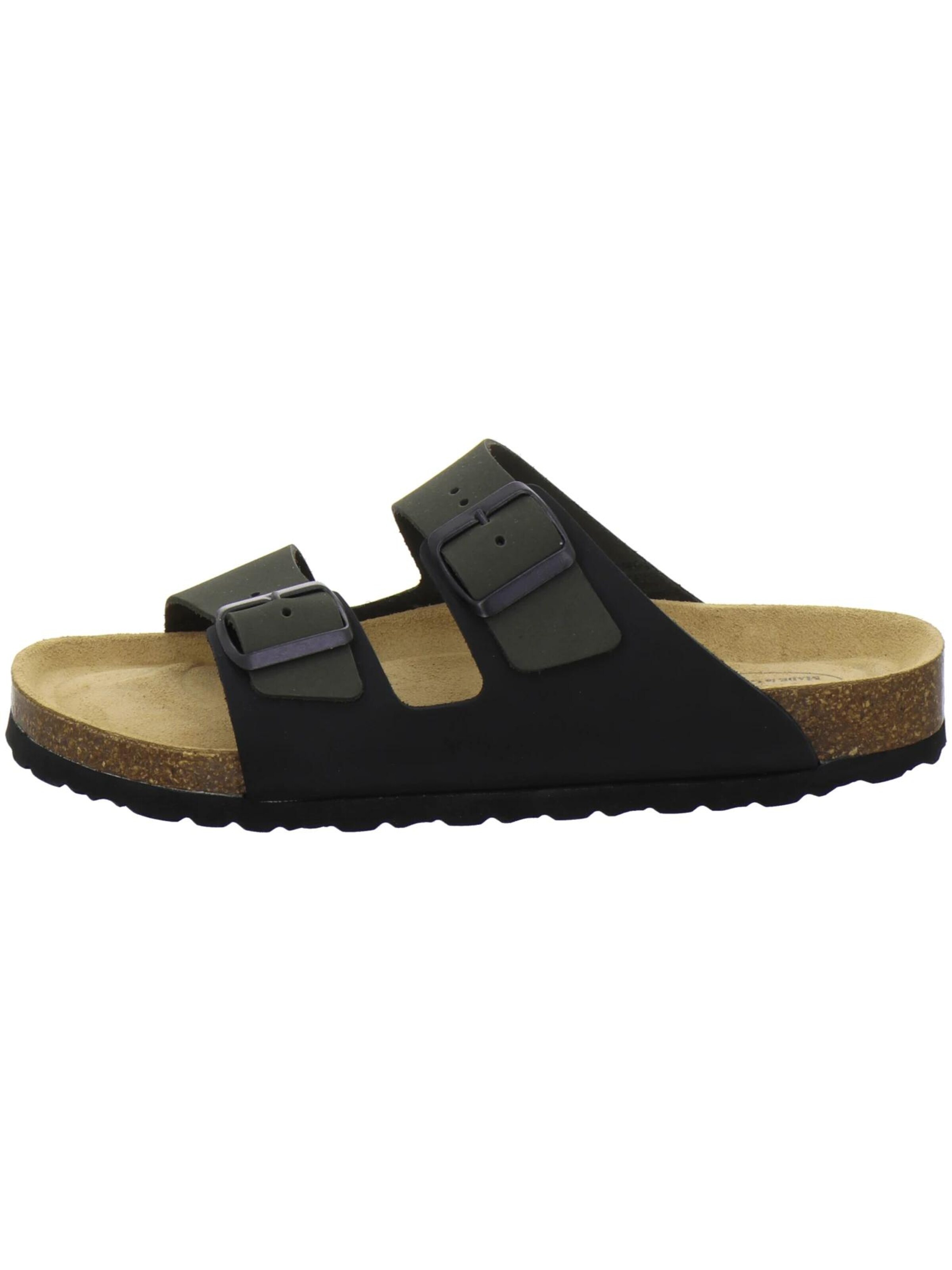 Mule 'Pantoletten Herren Zweischnaller schwarz/olive Nubukleder' AFS-Schuhe en vert