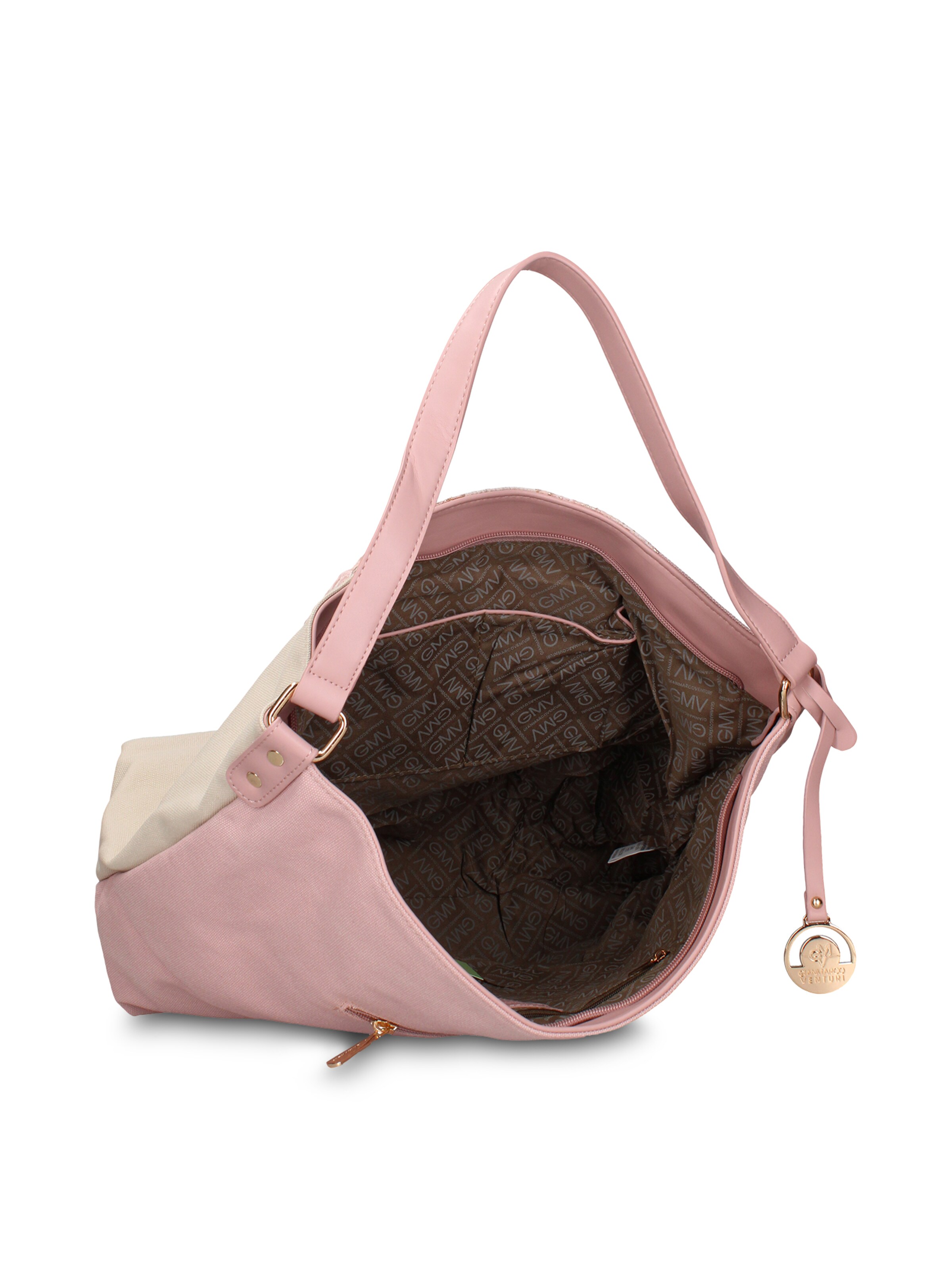 Borsa a mano 'Borsa a tracolla Gianmarco Venturi Alizé pelle vegana bicolore stampa floreale' di GianMarco Venturi in rosa
