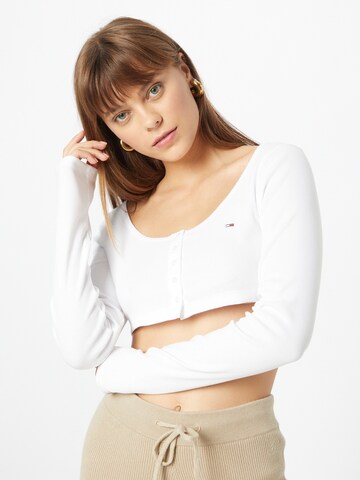 Tommy Jeans Strickjacke in Weiß: Vorderseite