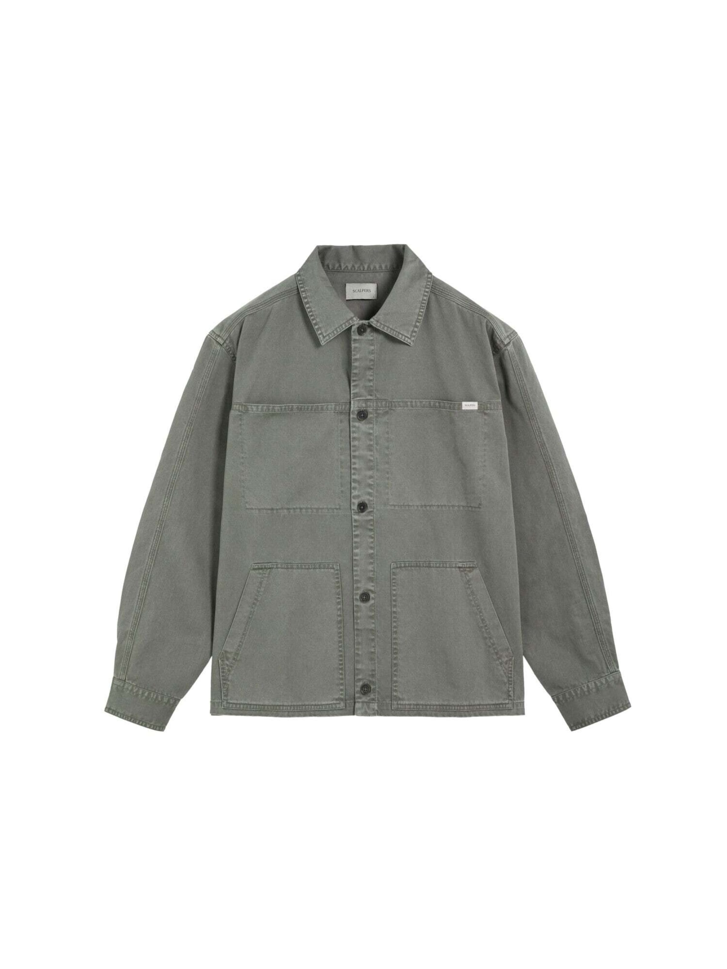 Scalpers Regular Fit Scmilitary Overshirt ' ' in Grün: Vorderseite