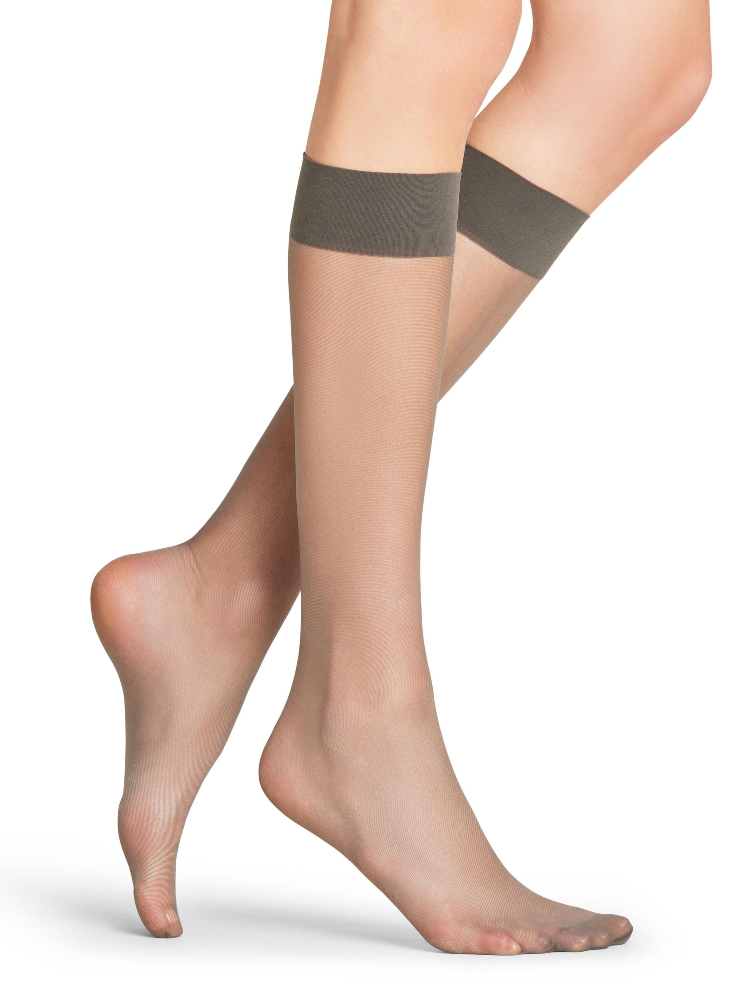 FALKE Knee High Socks 'Seidenglatt' in Grey
