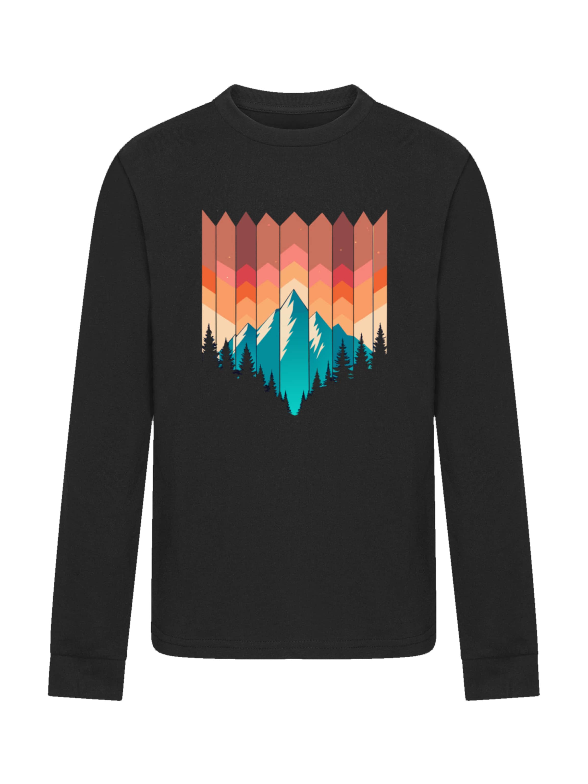 F4NT4STIC Shirt 'Berg Sonnenuntergang' in Black: front