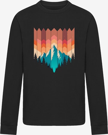 F4NT4STIC Shirt 'Berg Sonnenuntergang' in Black: front