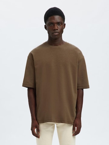 SELECTED Shirt in Bruin: voorkant