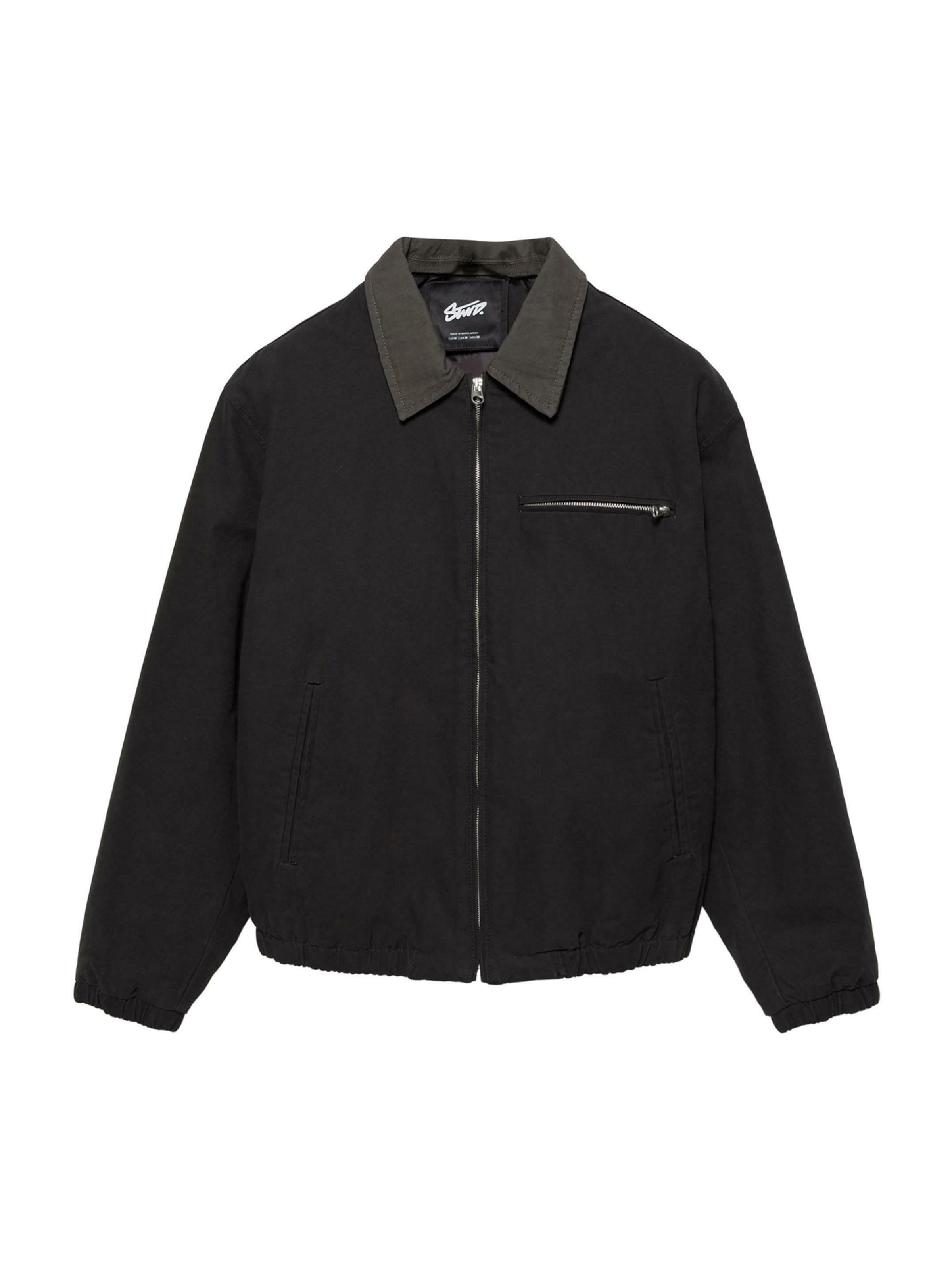 Pull&Bear Prehodna jakna | črna barva: sprednja stran