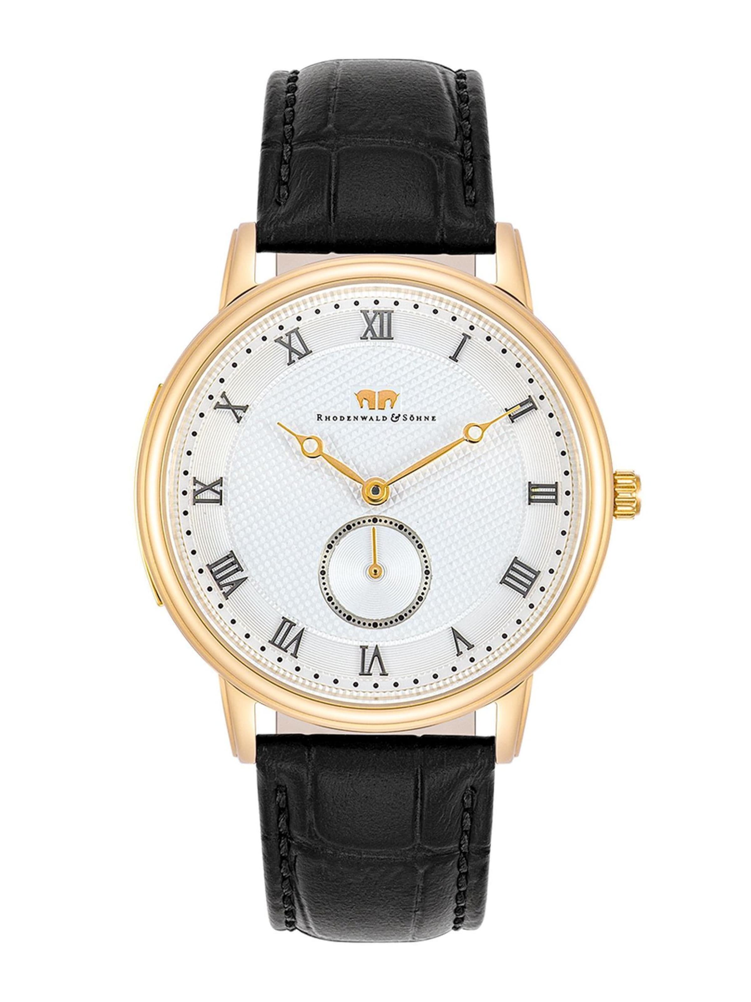 Rhodenwald & Söhne Montre à affichage analogique en jaune d'or / noir / blanc, Vue avec produit