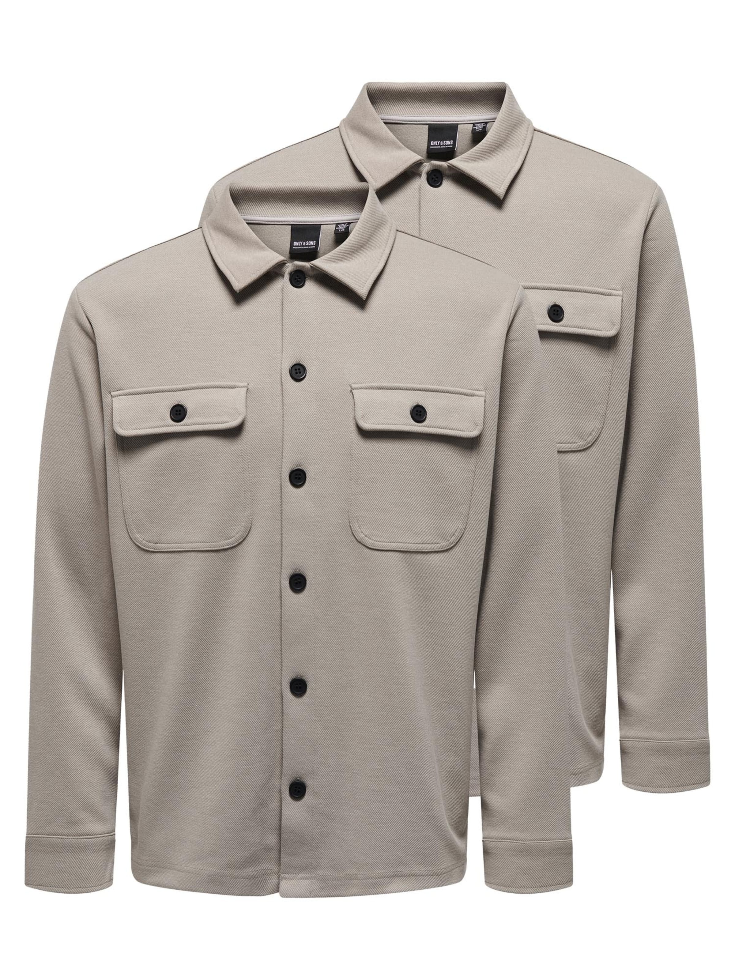 Only & Sons Overhemd 'Newkodyl' in de kleur Lichtgrijs, Productweergave