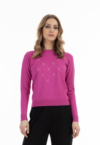 Pullover di faina in rosa: frontale