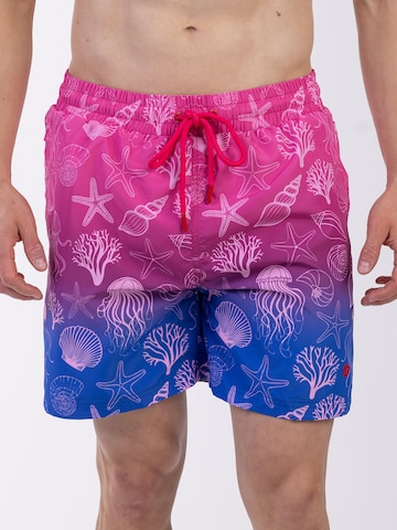 Frozen Cape Badehose 'FALCAO', Model ist 188 cm groß, trägt Größe L in Pink: Vorderseite