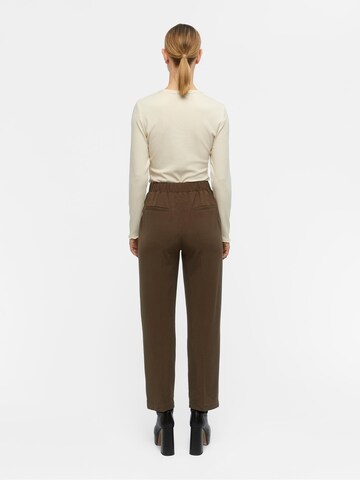 OBJECT Loose fit Pleat-Front Pants 'Sanni' in Brown