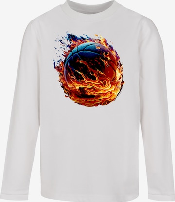 F4NT4STIC Shirt 'Basketball on fire' in White: front