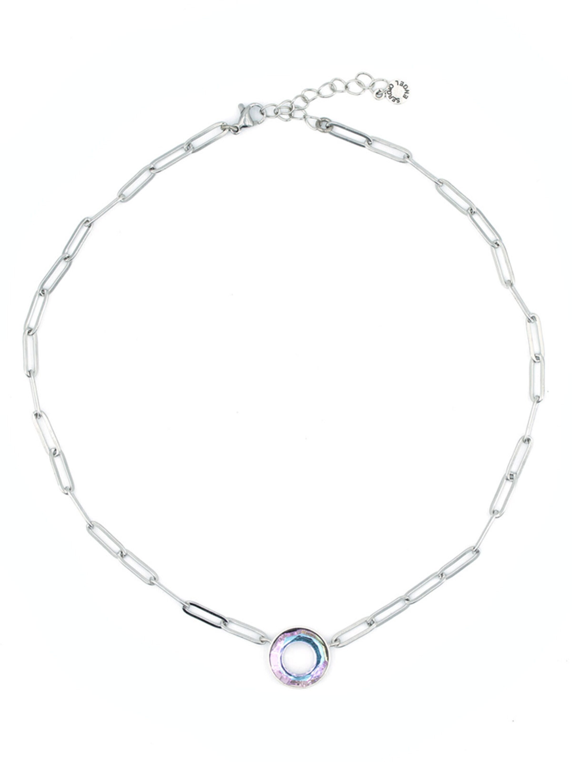 Sergio Engel Ketting 'Cosmic Kette 04 Elegante Edelstahlkette mit Cosmic-Kristall-Anhänger' in Lila: voorkant