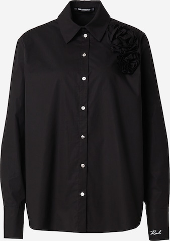 Karl Lagerfeld Pusero 'FLOWER POPLIN' värissä musta: etupuoli