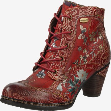 Laura Vita Lace-Up Ankle Boots in Red: front