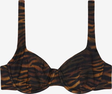 CALZEDONIA Balconette Bikini Top in Brown: front