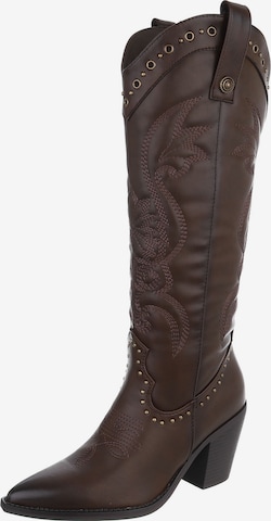 Ital-Design Cowboystiefel in Braun: Vorderseite