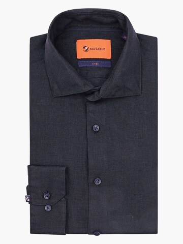 Suitable Slim fit Button Up Shirt in Blue: front