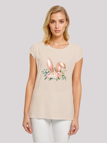 T-shirt 'Blumen Osterhasen Ohren Dekor' F4NT4STIC en beige : devant