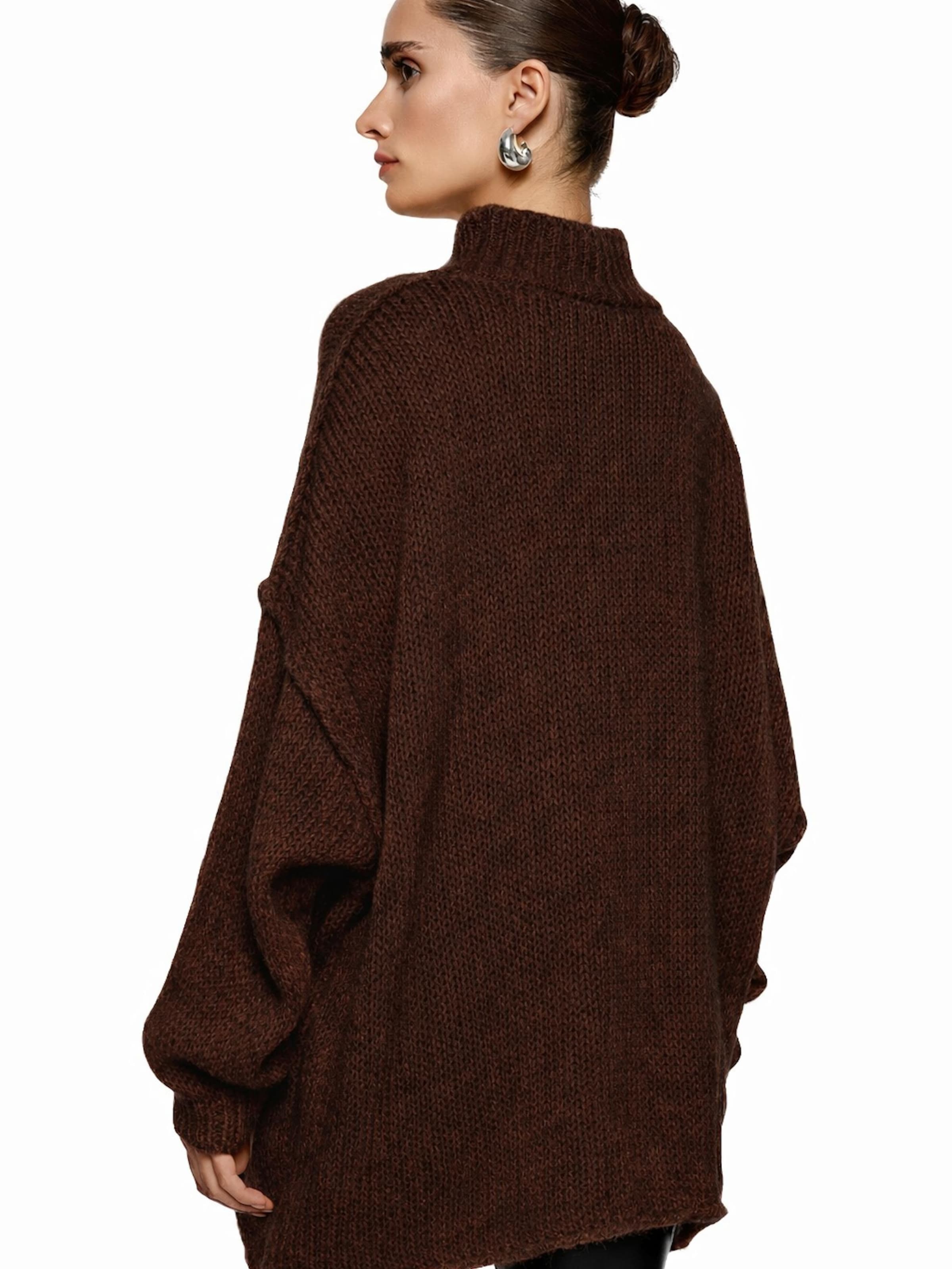 Worldclassca Oversizepullover 'Strickpullover Oversized mit Stehkragen'‌‌‌‌‌ in Braun