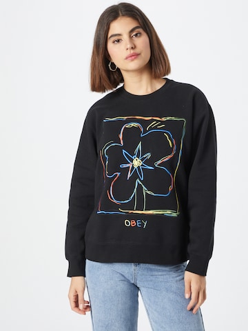 Obey Sweatshirt 'Line Art' in Black: front