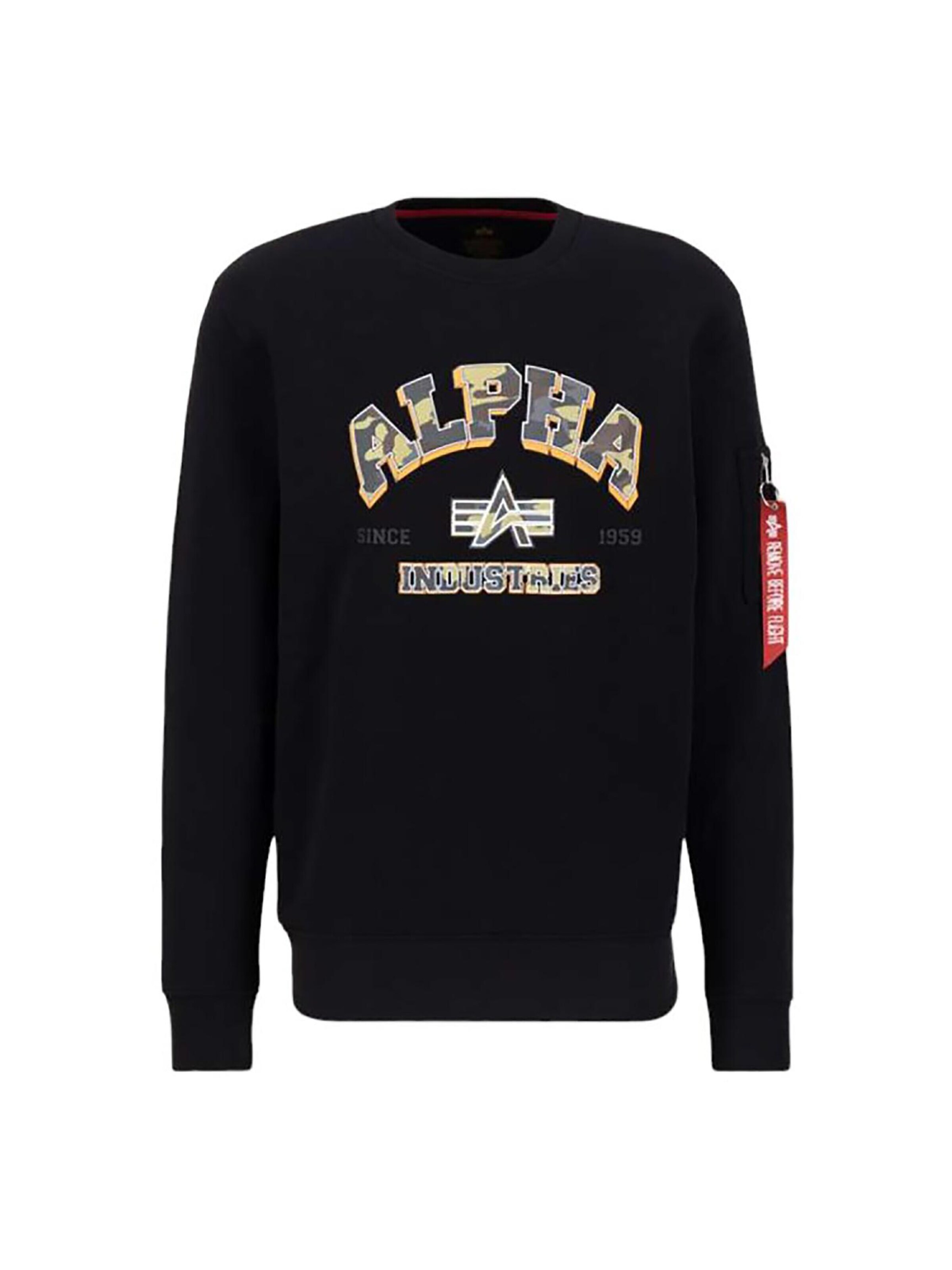 ALPHA INDUSTRIES - Sudadera 'College' en negro: frente