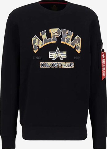 ALPHA INDUSTRIES - Sudadera 'College' en negro: frente