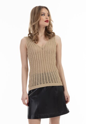 faina Gebreide top in Beige: voorkant