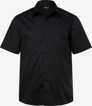 Men Plus Button Up Shirt in Black: front