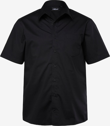 Men Plus Regular fit Button Up Shirt in Black: front