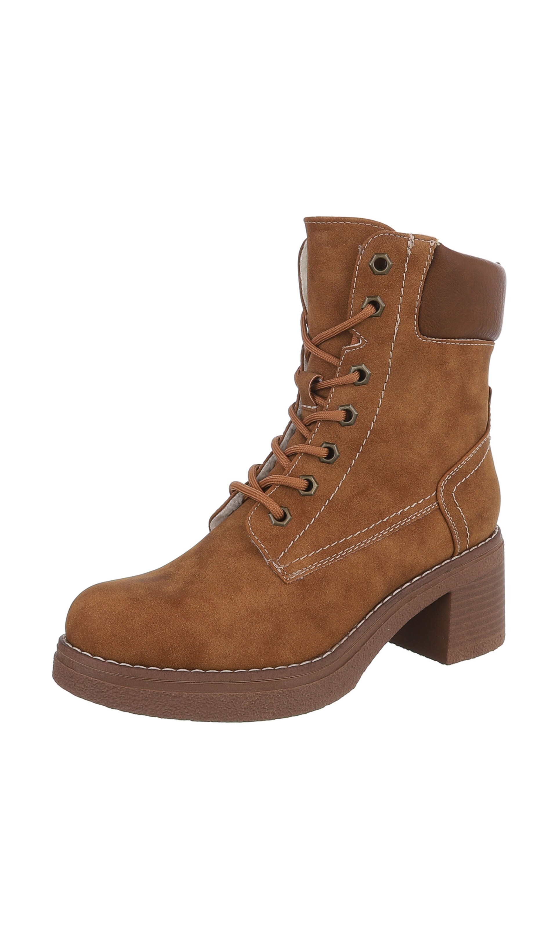 Ital-Design Lace-Up Ankle Boots in Brown: front