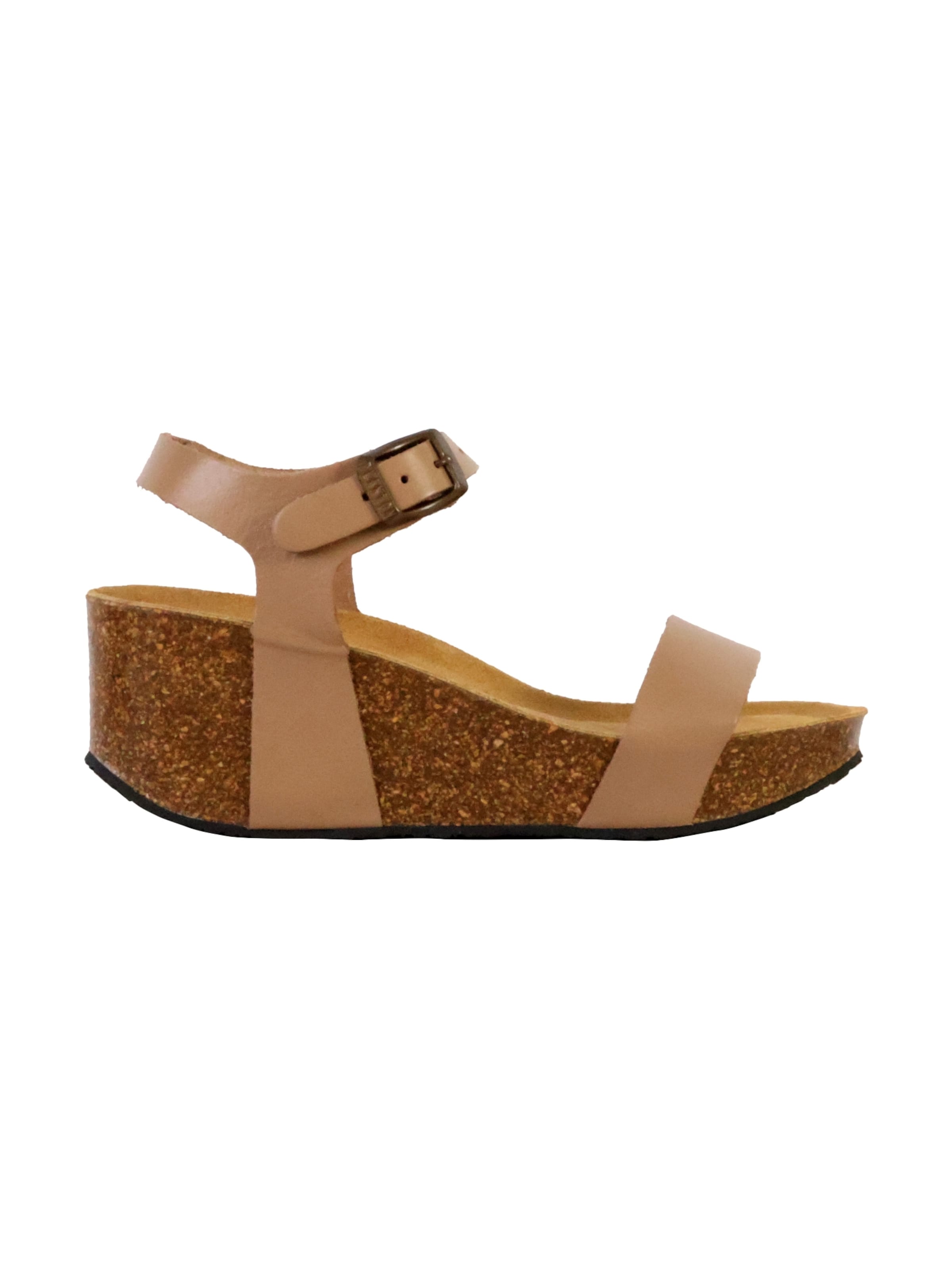 Plakton Sandals 'So Kiss Keil Sandale aus Leder' in Brown: front