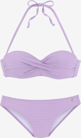 VENICE BEACH Bandeau Bikini in Purple: front